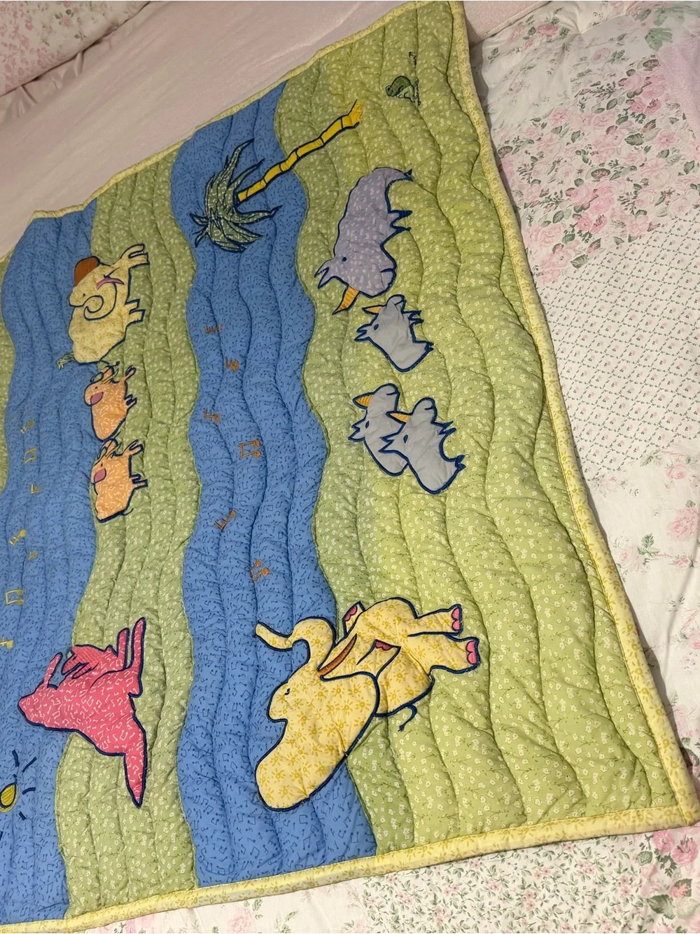 Vintage 1999 Car’s John Lennon real love/musical parade baby crib, quilt, rare